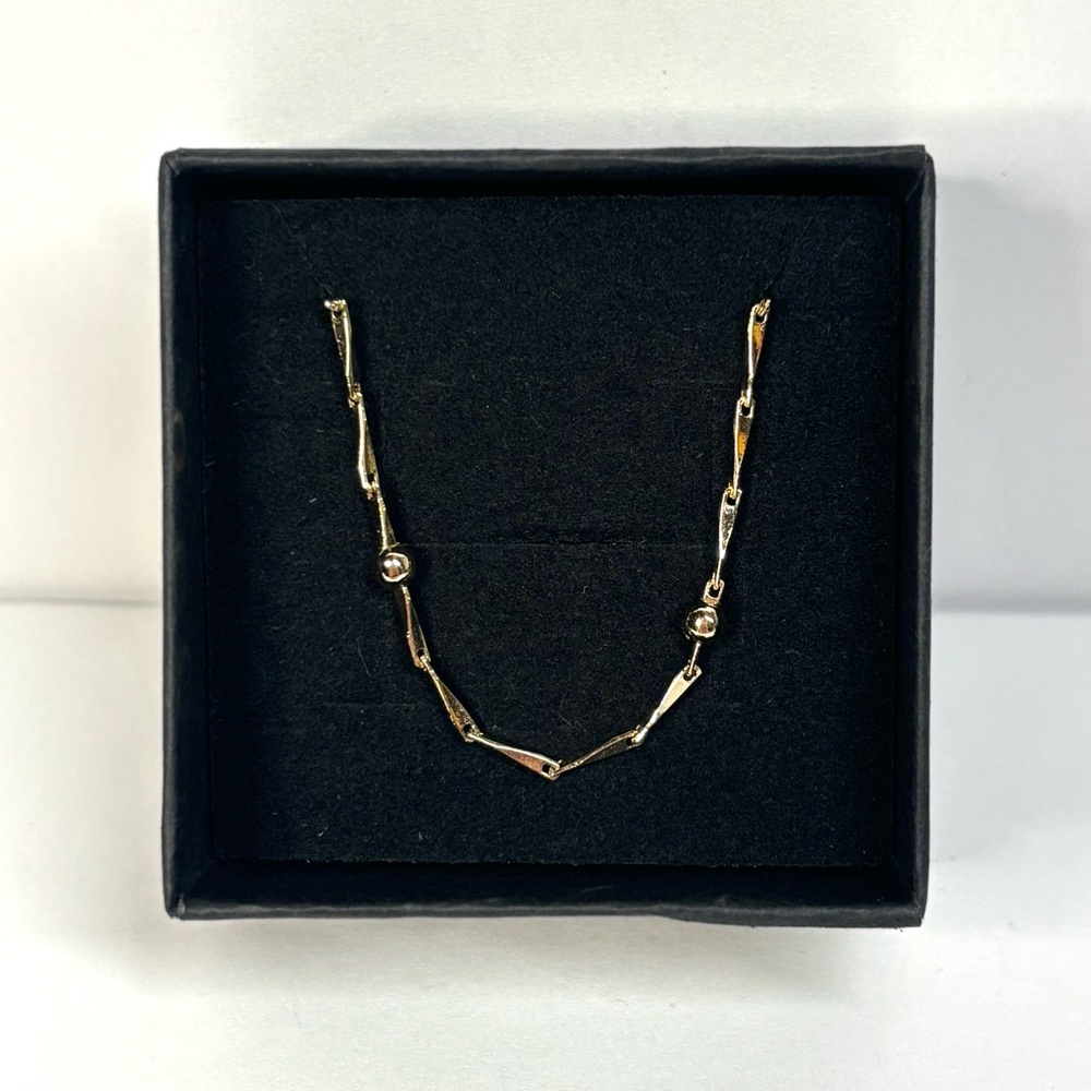 18k yellow gold-plated needlepoint-link satellite chain necklace